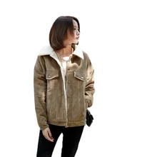 Женское шерстяное пальто новая зимняя куртка женская Вельветовая утепленная куртка Женская шерстяная куртка модная женская шерстяная куртка