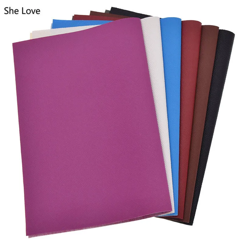 

She Love 29x21cm Solid Color Cross Pattern PVC Leather Fabric Sheet For Bows Shoes Home Decoration Diy Crafts