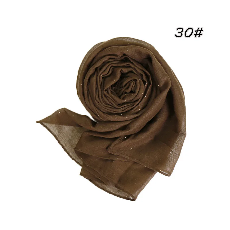 90*180cm fashion muslim women cotton hijab scarf glitter foulard femme musulman shawls islamic headscarf malaysia hijab - Цвет: 30