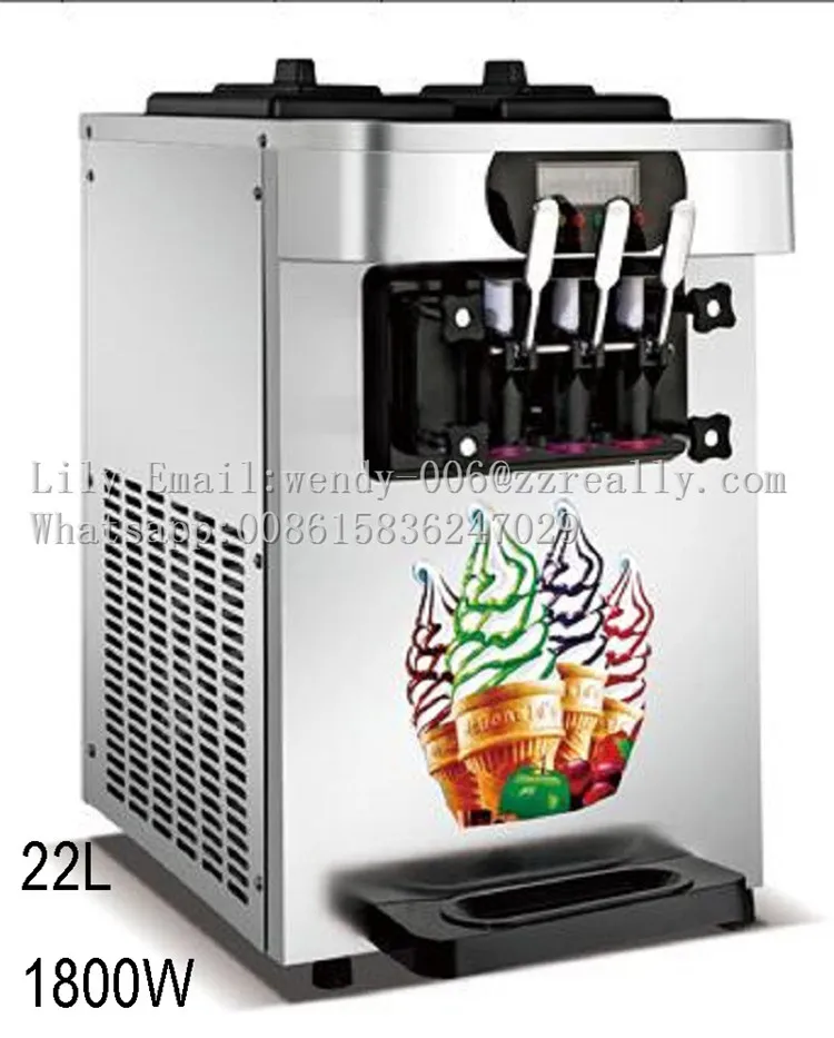 Высокая эффективность 3 ароматизатор настольная мягкая машина для производства мороженого 22L настольная портативная Мороженица