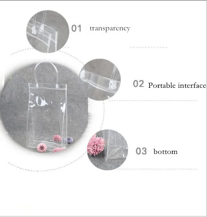 10 шт ПВХ пластиковые подарочные пакеты с ручками пластиковые упаковочные мешки для вина прозрачные сумочки вечерние Сувениры Сумки Модные PP сумки с кнопкой