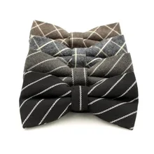 Новое прибытие плед полосатый джентльмен Регулируемый неформальный галстук-бабочка для мужчин Cravat хлопчатобумажные галстуки-бабочки черный серый бабочка