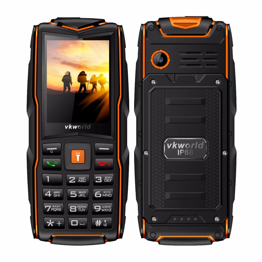 

VKworld Shockproof waterproof IP68 three triple sim triple standby rubber anti slip power bank outdoor mobile cellphone P087