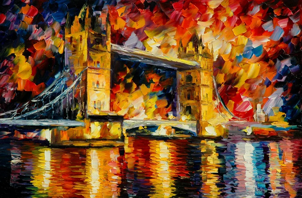 Modern Abstract knife oil Painting london bridge for living room
