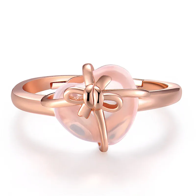 

Ociki Rose Gold Color Cute Sweet OL Ross Quartz Crystal Pink Opal Rings Heart Jewelry Wholesale for Women Girls Drop Shipping