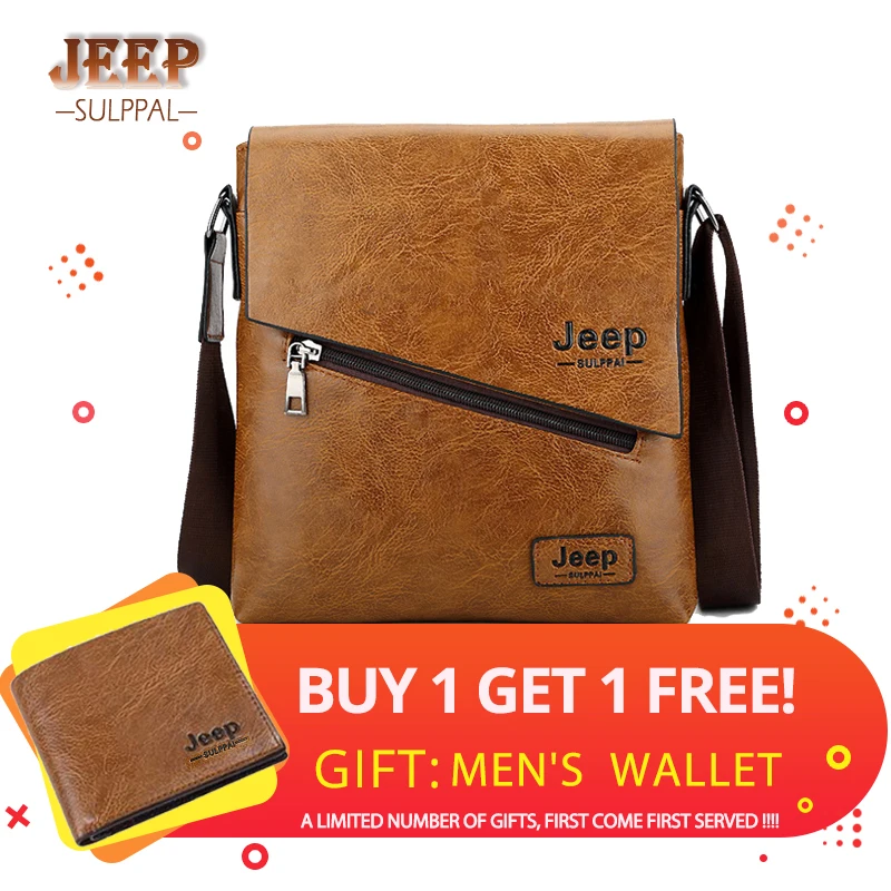 

JEEP Sulppai Vintage Leather Flapover Messenger Bag for iPad, iPhone and Wallets KSL509M