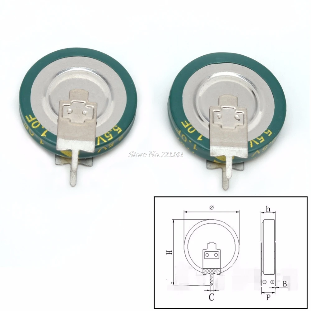 2 шт Универсальный 5,5 V 1.0F супер конденсатор V-type Кнопка Smart 5 мм Емкость