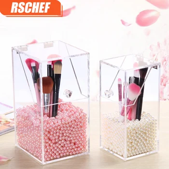 

RSCHEF Transparent Acrylic Cosmetic Organizer Makeup Brush Container Waterproof Storage Case Box Home Storage Tools