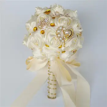 

Luxury hot sale ribbon bride bouquet new style ball bridesmaid hydrangea rose wedding photography props artificial flowers