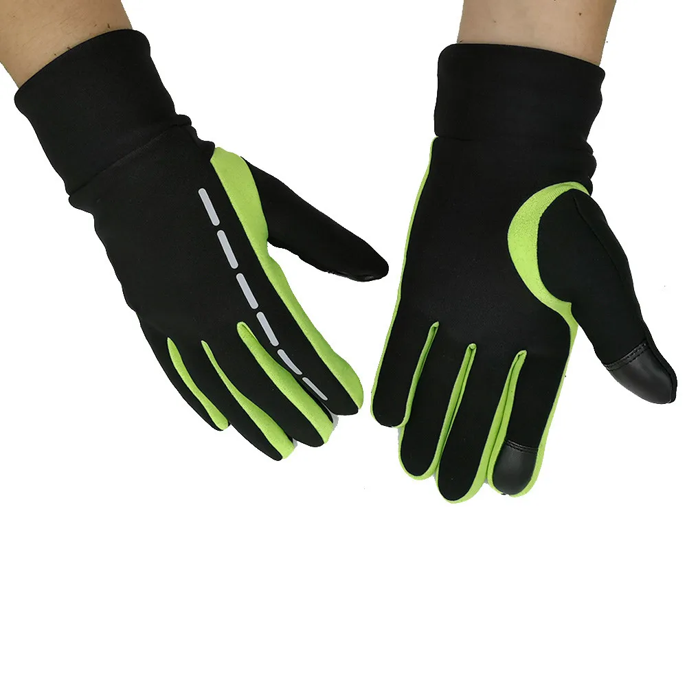 Новые полный палец сенсорный экран велосипедные перчатки спортивные перчатки зимние теплые водонепроницаемые велосипедные перчатки мужские и женские дорожные mtb горные - Цвет: Зеленый
