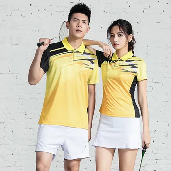 

Adsmoney new quick dry short sleeve tennis suit, lapel badminton suit, sports T-shirt + shorts/short skirt