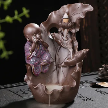 

T Creative Waterfall Little Monk Cone Incense Burner Zen Backflow Incense Stove Tea Pets Incense Lavender Furnishings Decoration
