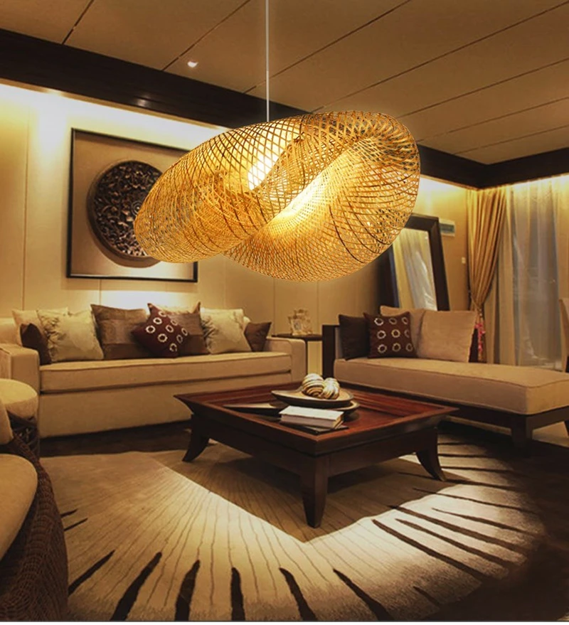 Novelty Retro Hand Knitted Bamboo Hanging Pendant Light Decoration for Hotel Restaurant Cafe Bar Dining Room Study Home Lighting (4)
