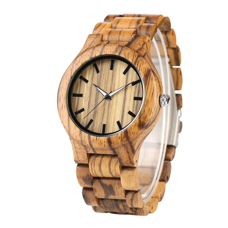 YISUYA природа полоса деревянные наручные часы для мужчин простой бамбуковый деревянный кожаный ремешок женские часы унисекс часы час подарки на Рождество - Цвет: Zebra Wood