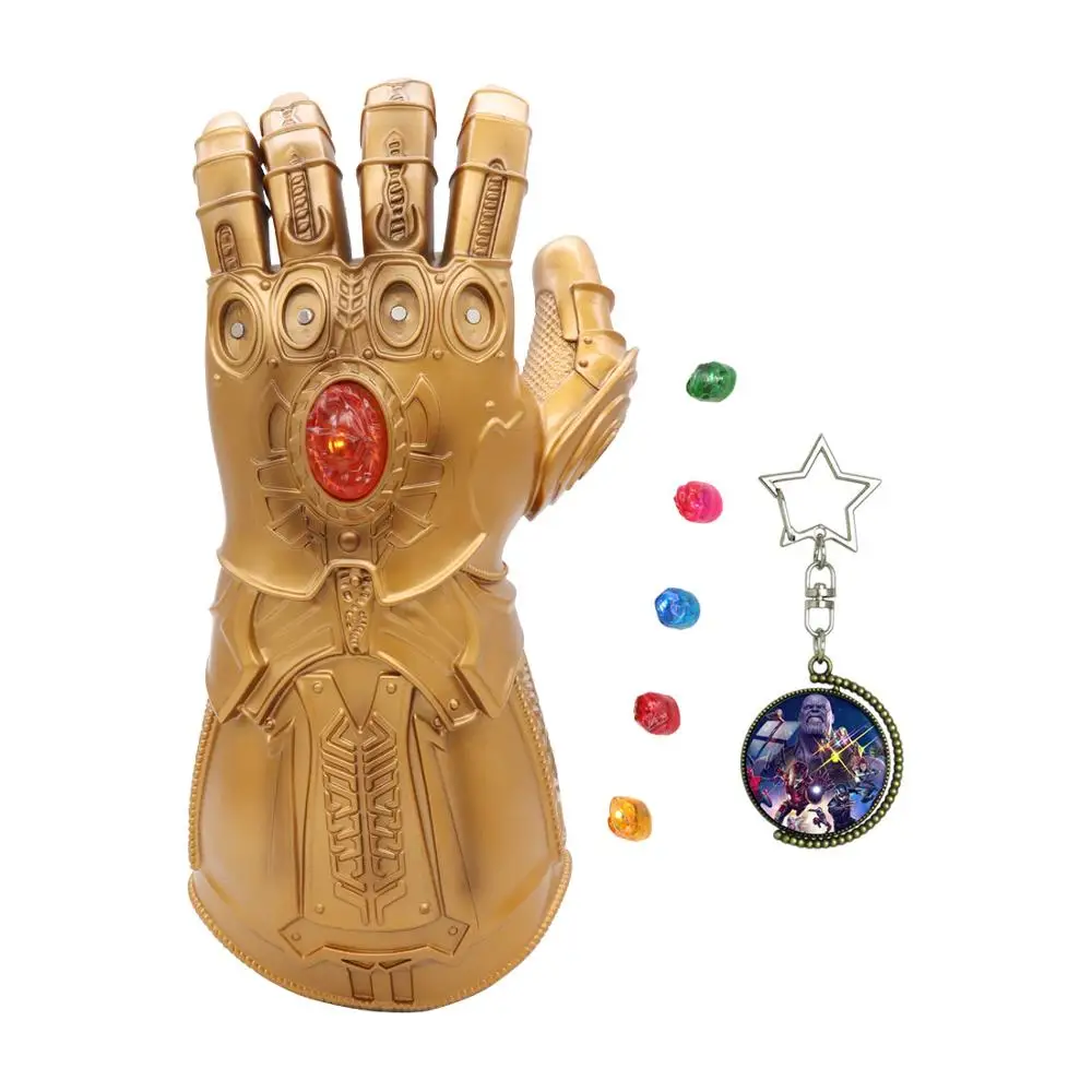 

2020 New Iron Man Infinity Gauntlet LED Light PVC Thanos Gloves for Halloween Props LED Gems Separable, Adult