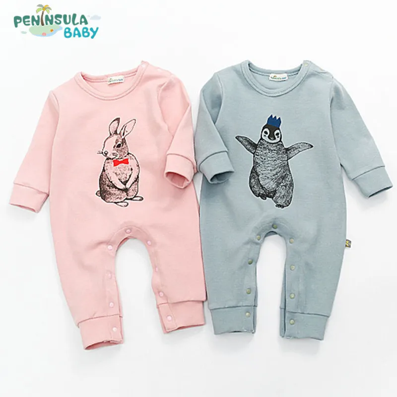 

2017 Cotton Soft Newborn Baby Romper For Infant Girl Boy Spring Clothes Rompers Rabbit Pattern Jumpsuits One-piece Suits Outwear