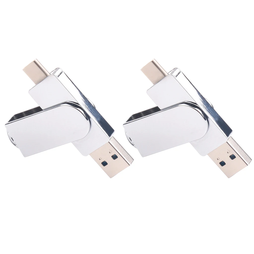 2x USB3.0 Flash Drive,Dual Pen Drive USB Type-C U Disk Swivel Design  16GB