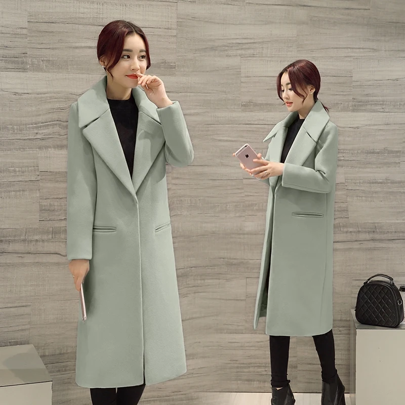 V Style blakc Mince Zx1141 Laine Femmes Tweed Couvert pink Grey Mode En Poches De Manteau light Confortable French Col Bouton Femelle Concise Green Hiver wtqnvRZR