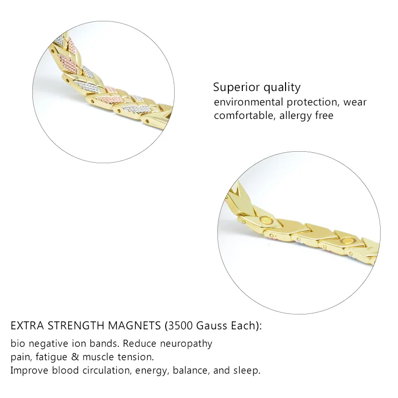 Vivari Модный магнитный браслет для здоровья для женщин 3-Tone цвет стрела золотого цвета браслеты с подвесками модный подарок новые ювелирные изделия