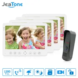 JeaTone 7 "TFT ЖК-дисплей Цвет проводной видео домофон комплект визуальный домофон дверь 4 Мониторы 1200TVL ИК Открытый Камера удаленный