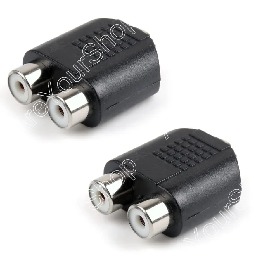 Areyourshop 2RCA Female to 3.5mm Female Plug Jack Y Splitter Audio Cable Adapter Connector 100Pcs New Wholesale Connector Areyourshop 2RCA Female to 3.5mm Female Plug Jack Y Splitter Audio Cable Adapter Connector 100Pcs New Wholesale Connector