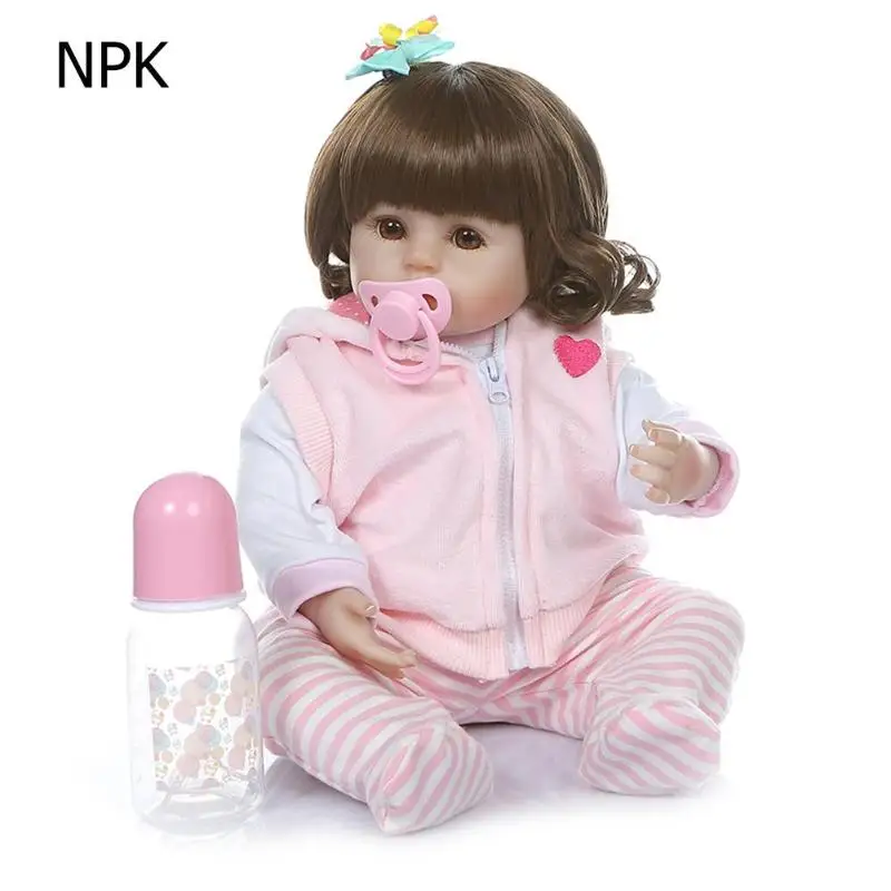 

NPK 47cm Realista Baby Doll with Clothes Vinyl Simulation Reborn Baby Doll Kid Girl Lifelike Playmate Toy Children Birthday Gift