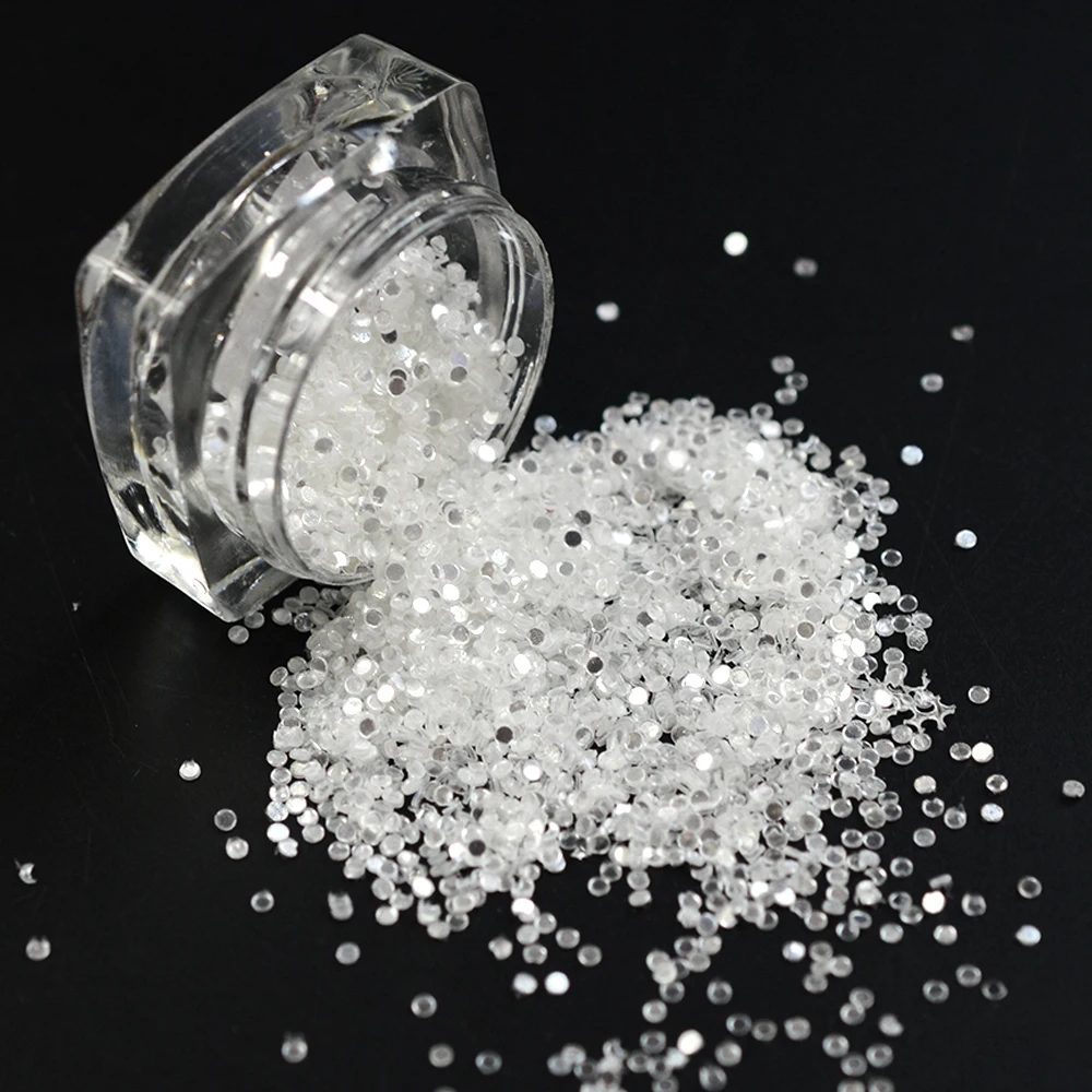 

2g/bottle 3d New Designs Round Clear White Bead Studs DIY Sequin Nail Art Glitter Nail Decorations Mini Tips Accessory Y08