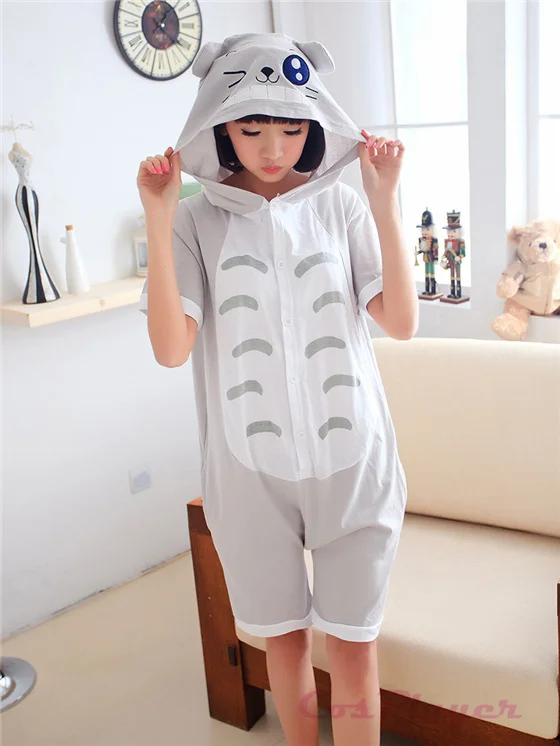 KIGUCOS, женские летние пижамы, одежда для сна, мультяшный персонаж, для взрослых, весна, хлопок, домашняя одежда, короткий рукав, милые пижамы с животными - Цвет: Totoro