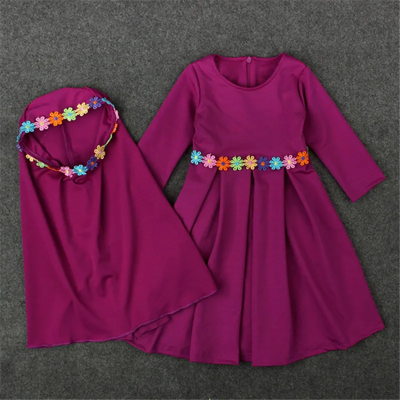 

Ramadan Children Kaftan Turkey Abaya Kids Dubai Arabic Muslim Girl Dress +Hat 2Pices Moslima Turkish Islamic Giri Clothing