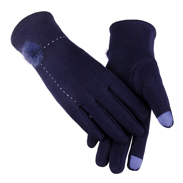 Модные женские зимние перчатки, варежки с сенсорным экраном, модные теплые перчатки, хлопковые перчатки для вождения, женские зимние варежки - Цвет: Blue