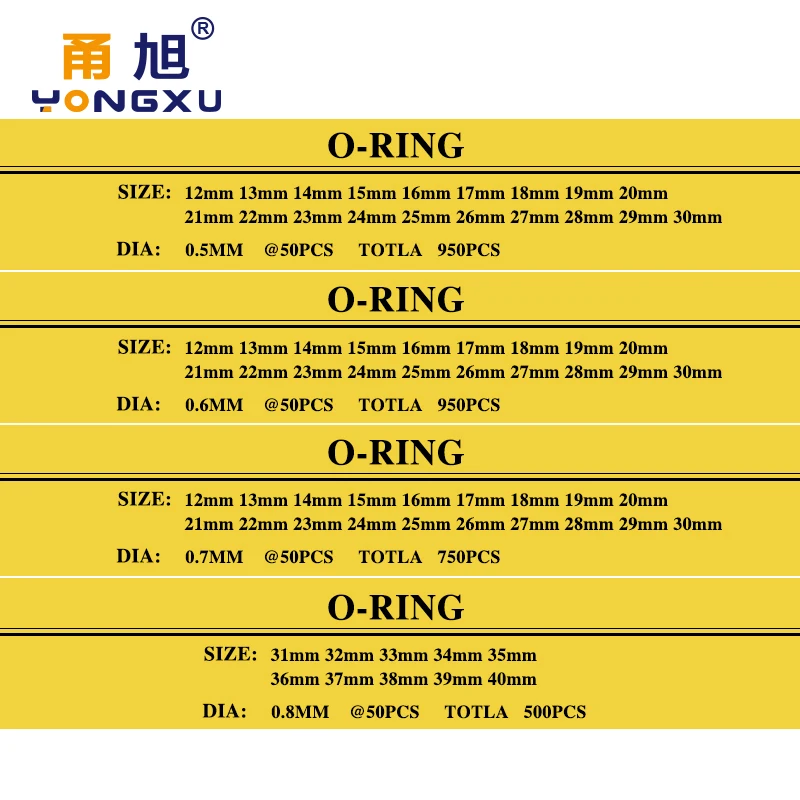 O Ring Rubber Seal Washer 0.5mm/0.6mm/0.7m/0.8mm 12-30mm/16-30mm/31mm-40mm 500pcs/750pcs/950pcs Waterproof Round Watch Gasket rubber o rings sealing gasket rubber washers keycap o rings silicone o rings