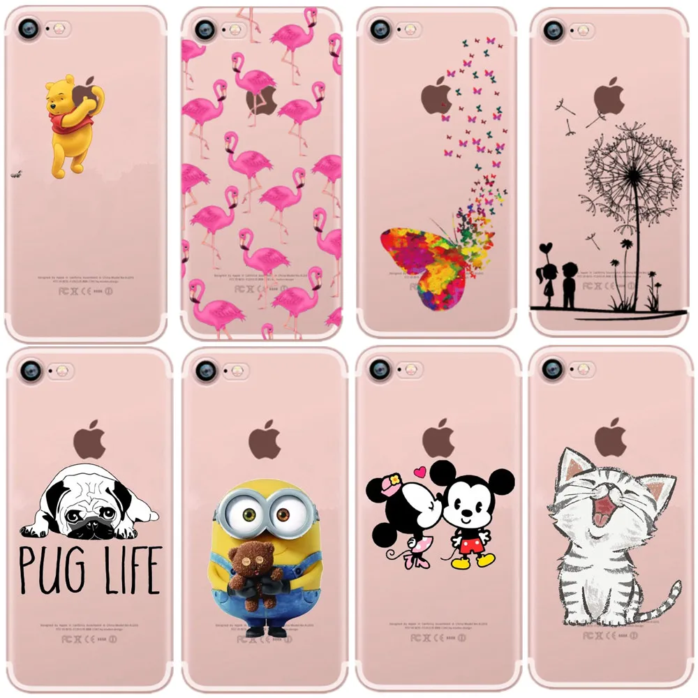 LOVINA Чехлы Мягкие силиконовые ТПУ мультфильм чехол для iPhone X 8 Plus прозрачный