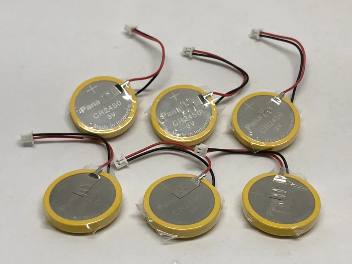

25pcs/lot New Battery For Panasonic CR2450 with solder pin plug wire bonders CR 2450 3V AFPX-BATT FP-X Series PLC Batteries