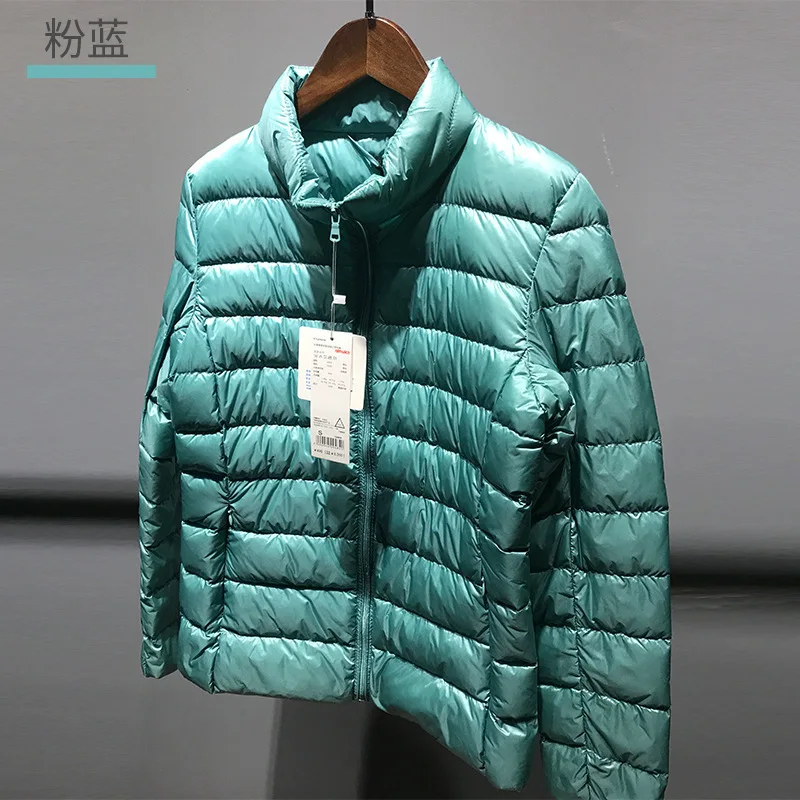 [Aiweier] Женский пуховик короткий тонкий однотонный на молнии корейский стиль воротник-стойка Зимний пуховик для женщин пальто верхняя одежда