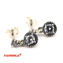 Серьги из стерлингового серебра 925 пробы, классические элегантные серьги с прозрачным кубическим цирконием, серебро 925 пробы