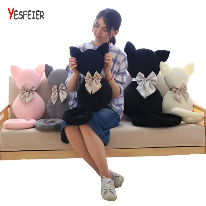 

Stuffed Back Shadow Cat Seat Sofa Pillow Cushion Cute Cartoon Pillow Toys 45/75cm White/black big Plush Soft Animal Toy