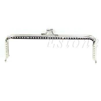 

New Silver Handle Sewing Purse Handbag Coins Bags Metal Kiss Clasp Frame 15cm