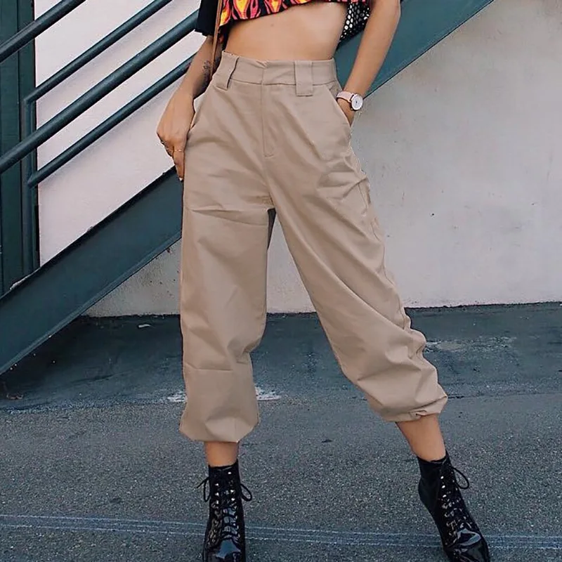 womens high waisted cargo joggers