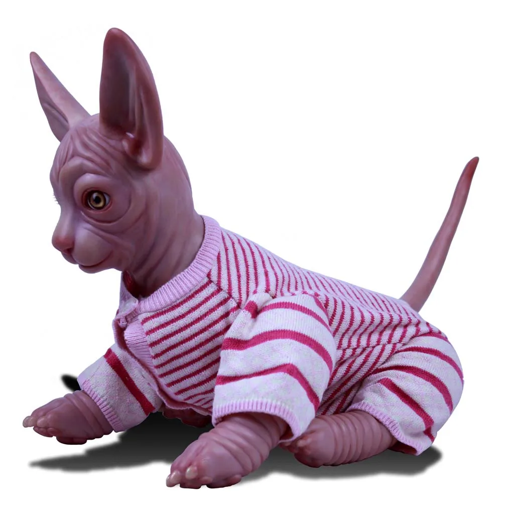 High Quality Silicone Sphynx Cat 18inch Reborn Kits Sphynx Cat Limb Mold With Clothes Realistic Cat Model Doll DIY Handwork