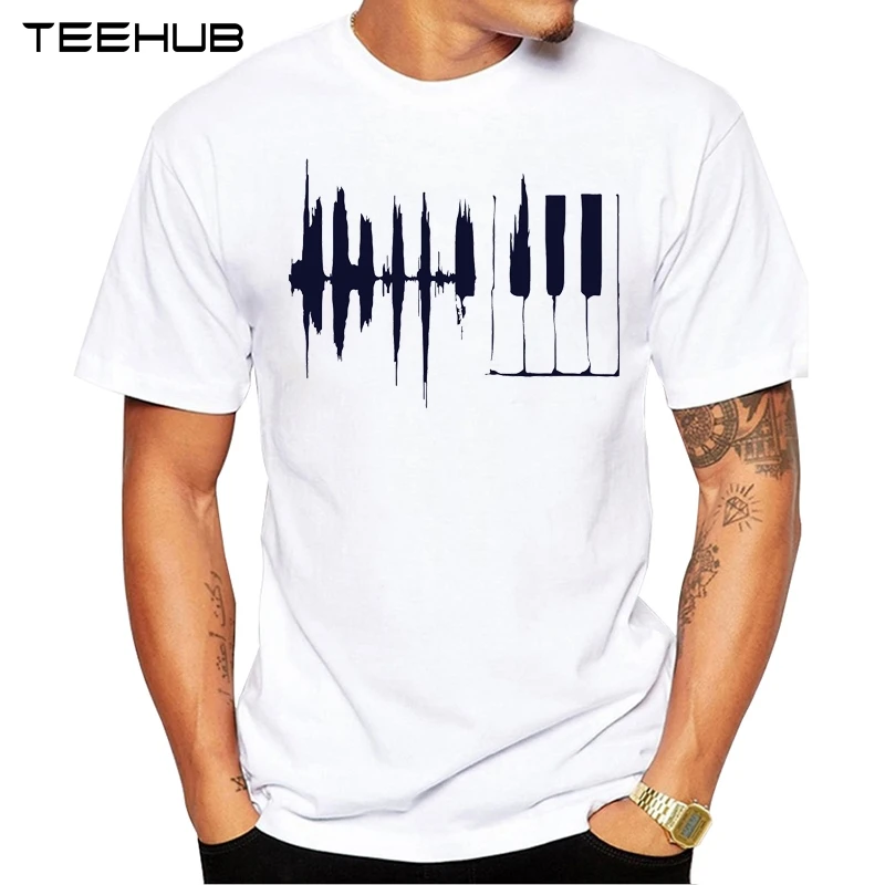 

2019 TEEHUB Men's Fashion Creative Piano Printed Short Sleeve T-Shirt Novelty O-neck Design Tops Cool Desgin Tee