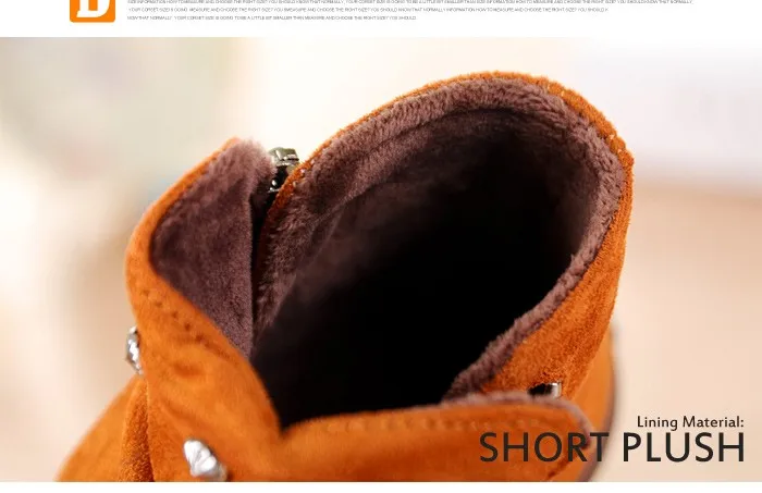 Brand 2015 Autumn Children Shoes Flock Leather Flat Rubber Sole Kids Boots Abkle Short Plush Fashion Snow Boots For Girls Boys (4)