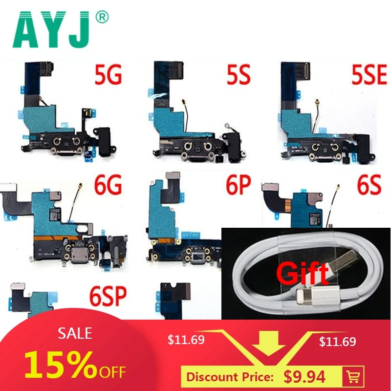 AYJ 10 шт. зарядный порт гибкий кабель для iPhone 5 5S SE 6 6S 7 8 Plus X Xr Xs Max USB зарядное