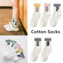 Классическая одежда в полоску и с надписями; Модные принты спортивные короткие носки для девочек милые носки Harajuku повседневная женская обувь Прохладный Скейтборд хлопковые носки;