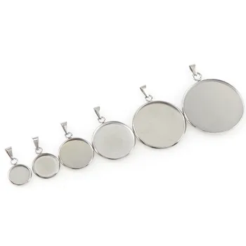 

10-Piece Round Stainless Steel Pendant Cabochon Inlaid Bezel Jewelry Making Component Base 10mm/12mm/16mm/20mm/25mm/30mm