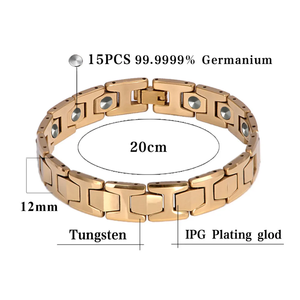 Hottime, роскошный, 15 шт., 99.9999%, германий, браслет для мужчин, звено цепи, энергия здоровья, магнитные браслеты из вольфрамовой стали, браслет 10146