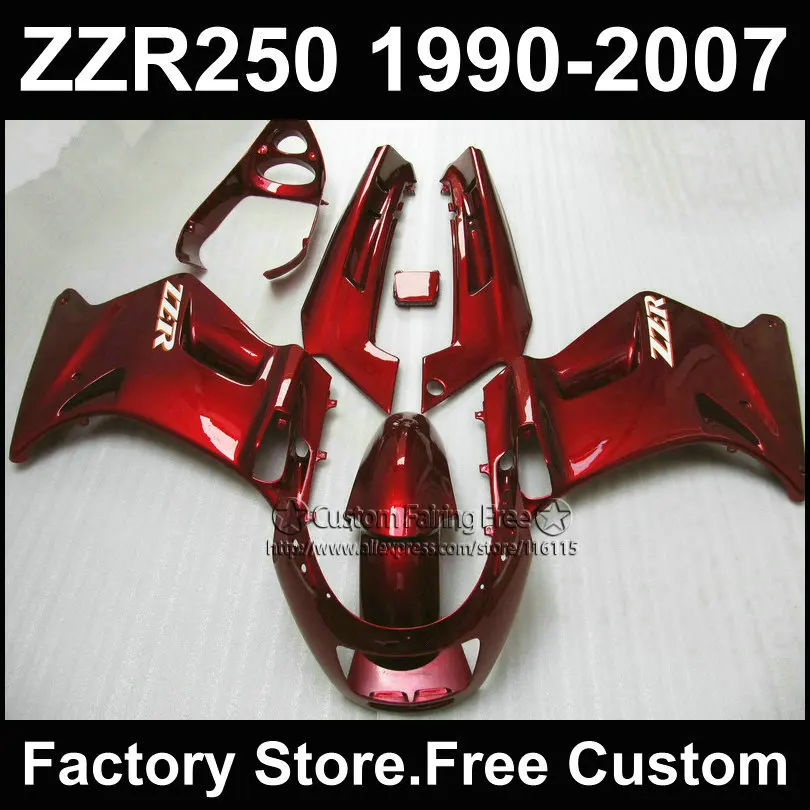 

7 gifts custom free fairings set for Kawasaki ZZR-250 ZZR250 1990 1992 2007 ZZR 250 90-07 dark red motorcycle fairing body kits