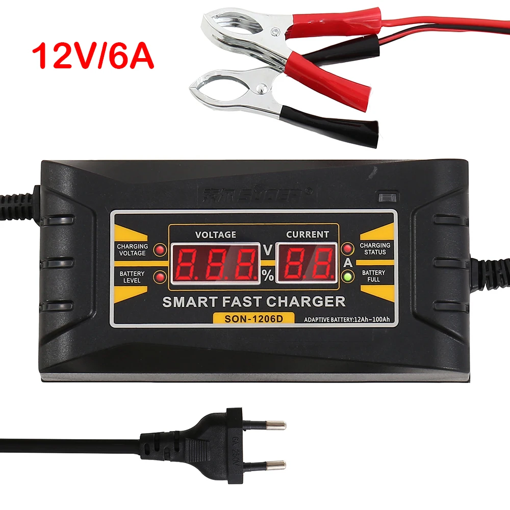 

Full Automatic Car Battery Charger Smart Fast 110V/220V To 12V 6A 10A Power Charging Suitable for Car Motorcycle with EU/US Plug