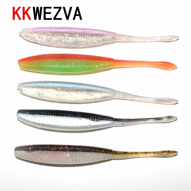 KKWEZVA 5pcs Paddle Tail Soft Grubs 4.7g 10cm Lure Jig Head soft