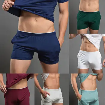 

Men Soft Cotton Casual Underwear Panties Homewear Underpants Solid Shorts Boxers