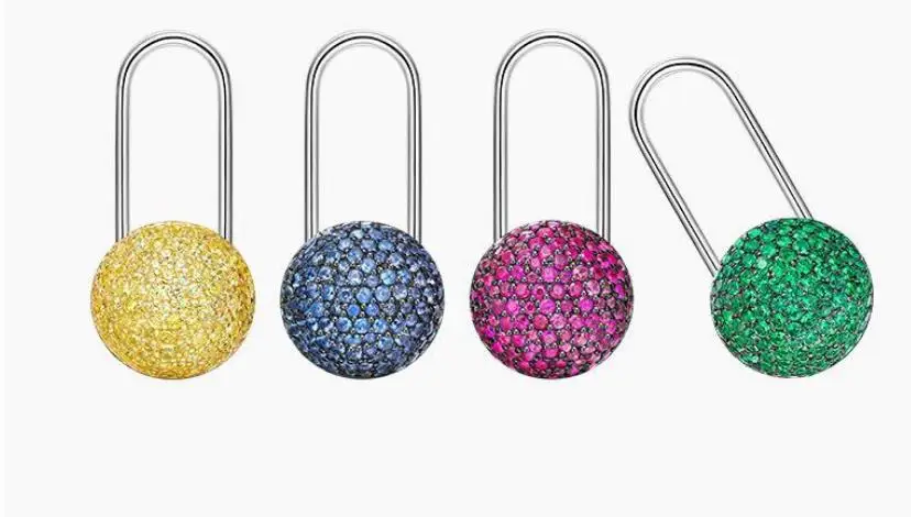 

ZOZIRI brand 925 sterling silver colorful candy earrings for women full circle drill U Pin earrings funny summer party jewelry